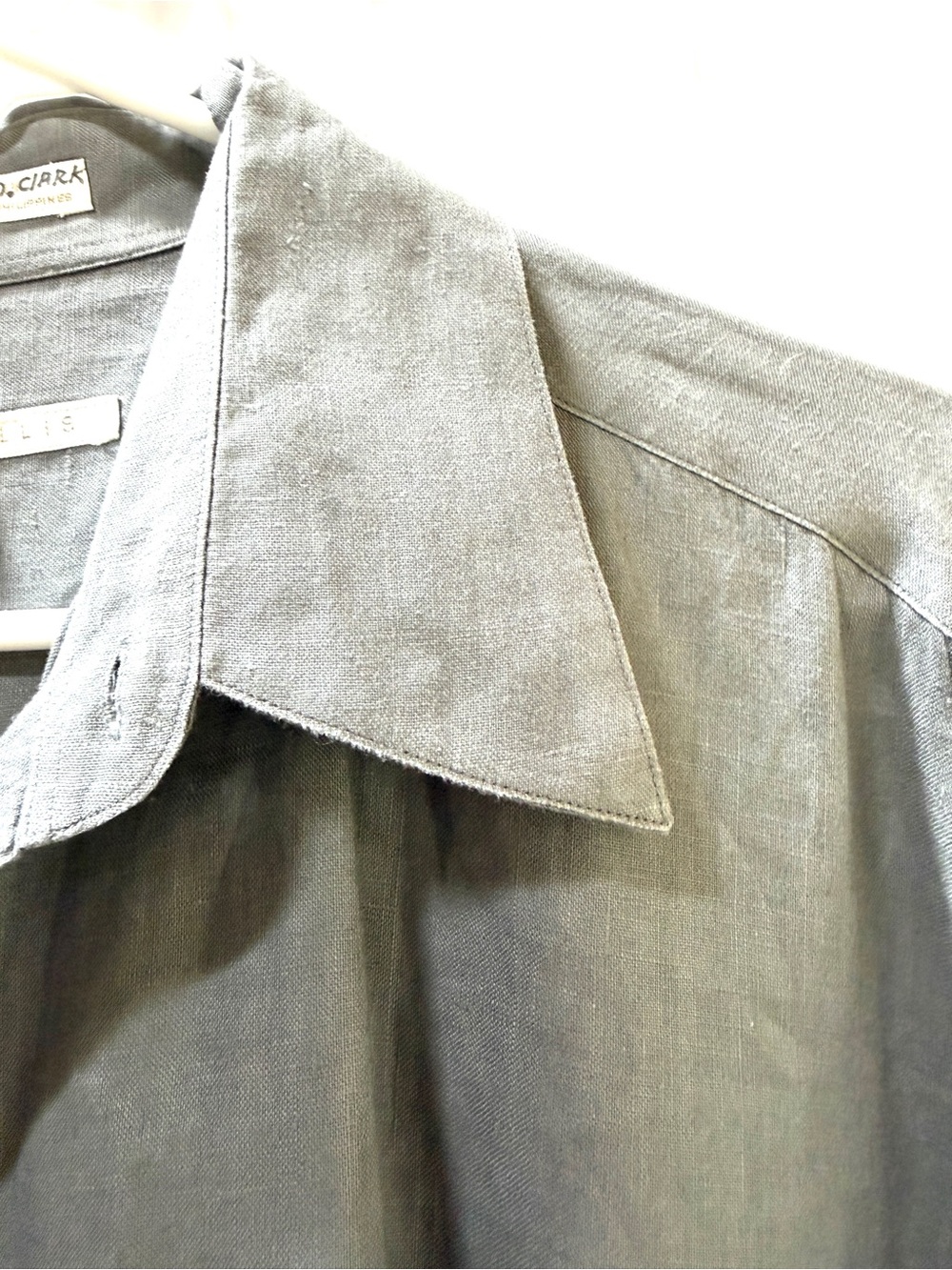 Perry Ellis 100% Linen Button-Up Shirt - Gray, Size 3XL